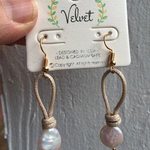 Fresh Water Pearl Earrings with Rope Brand New Pierced Earrings
